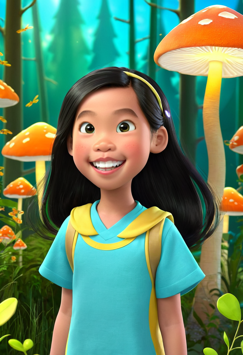 Child in storybook scene