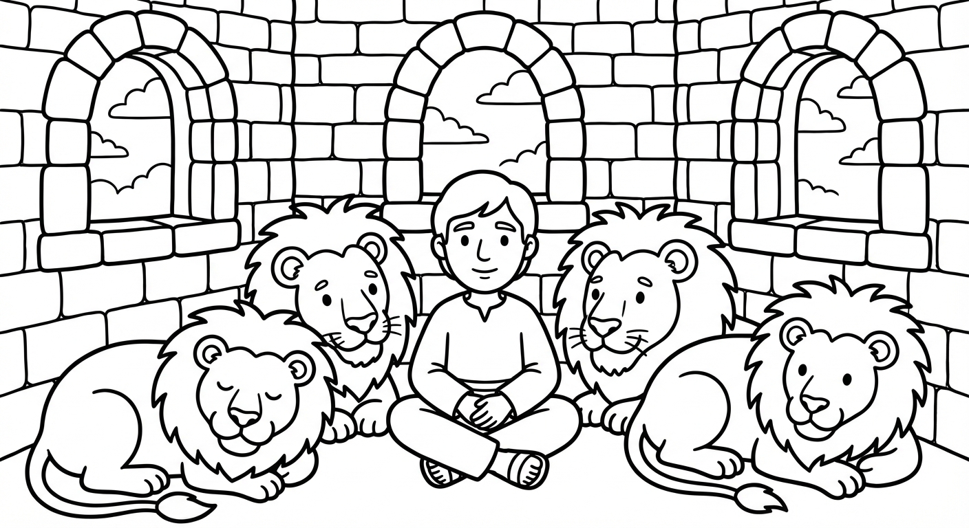 Daniel and the Lions Coloring Page