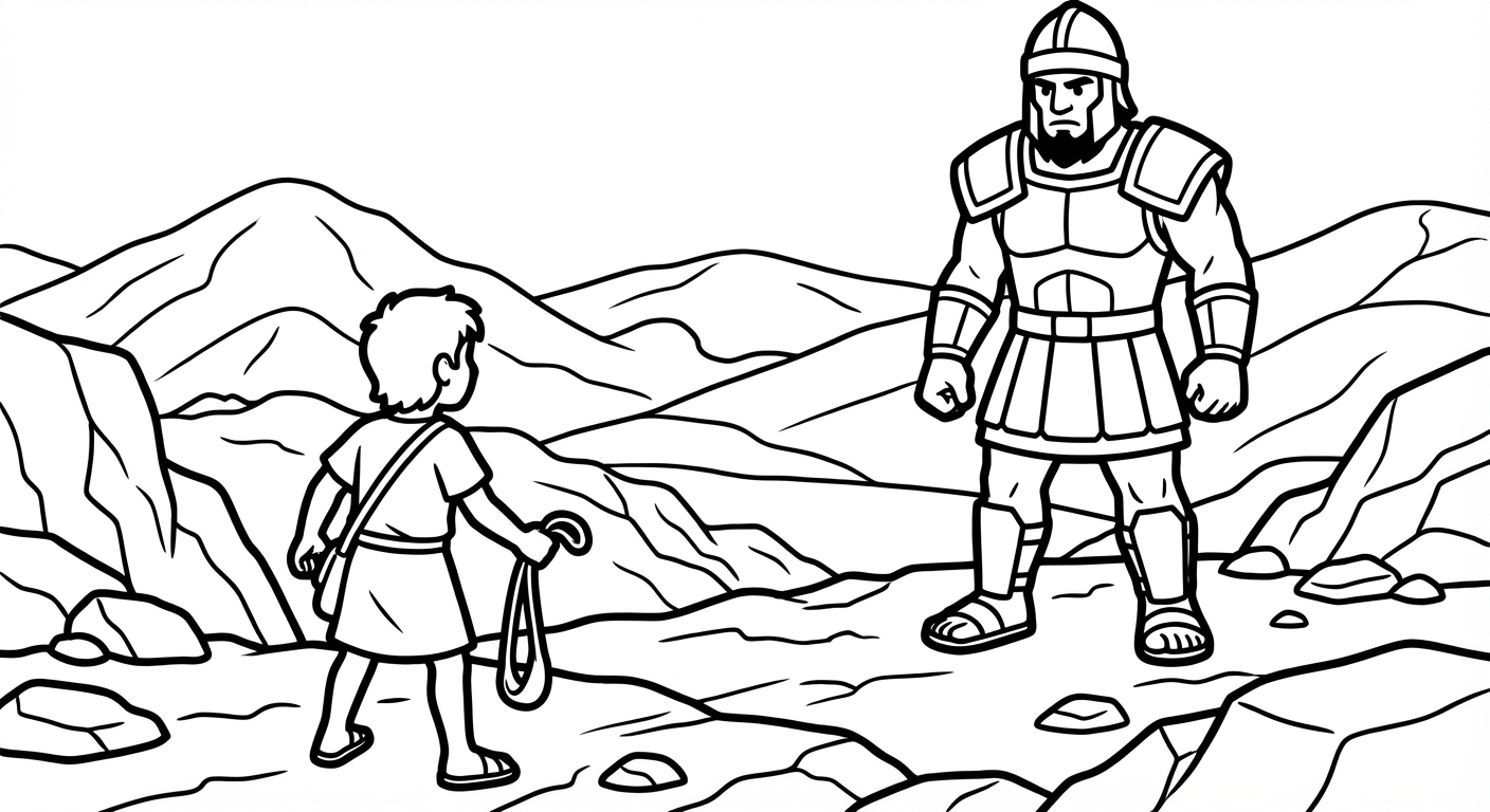 David and Goliath Coloring Page
