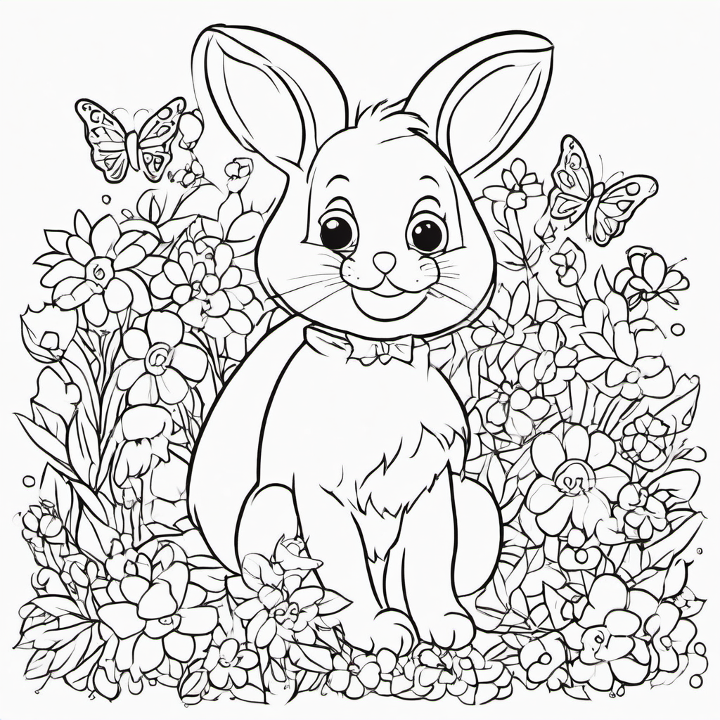 Easter Bunny with Eggs Coloring Page