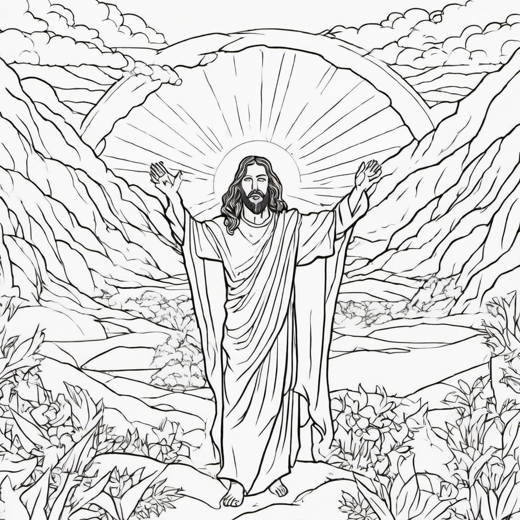 Easter Jesus Resurrection Coloring Page