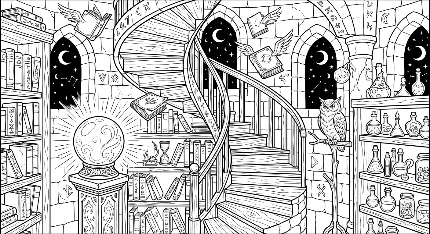 Wizard's Tower Coloring Page