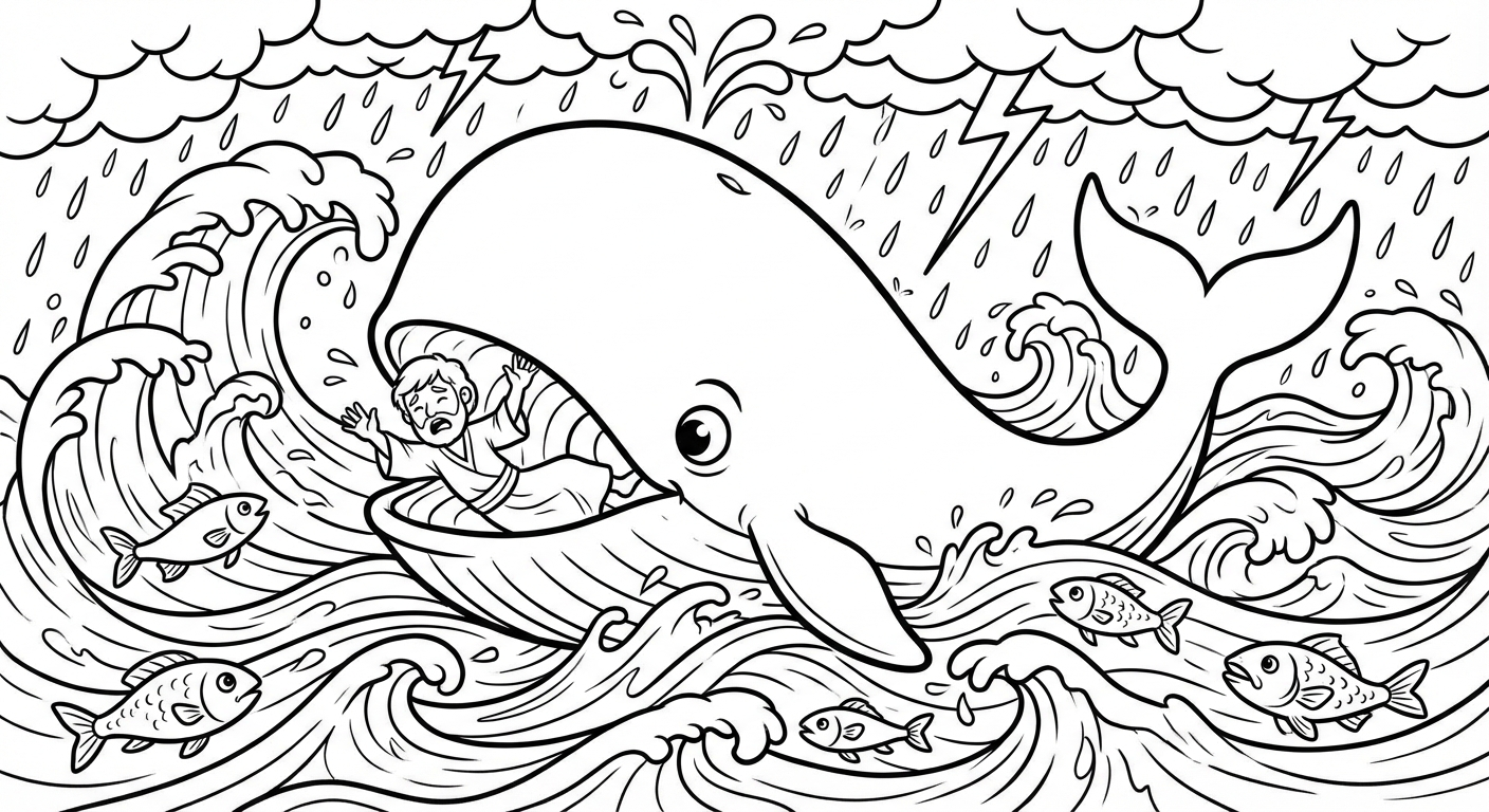 Jonah and the Whale Coloring Page